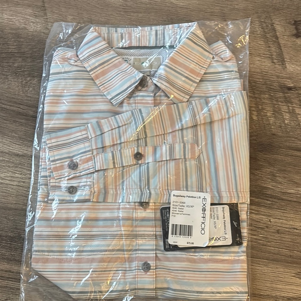 Women’s XS Exofficio Bugs away long sleeve button down.. brand new unopened !!!